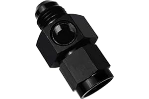 AFATEBOX 6AN Fuel Pressure Take Off Fitting 6 AN Male to Female with 1/8 NPT Gauge Port Hose Adapters Aluminum Black