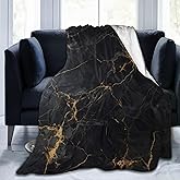 Gbuzozie Black Marble Print Fleece Blanket Lightweight Ultra-Soft Marbling Throw Blanket for Sofa Couch Bed Camping Travel - Super Soft Cozy Microfiber Blanket 50"X40"