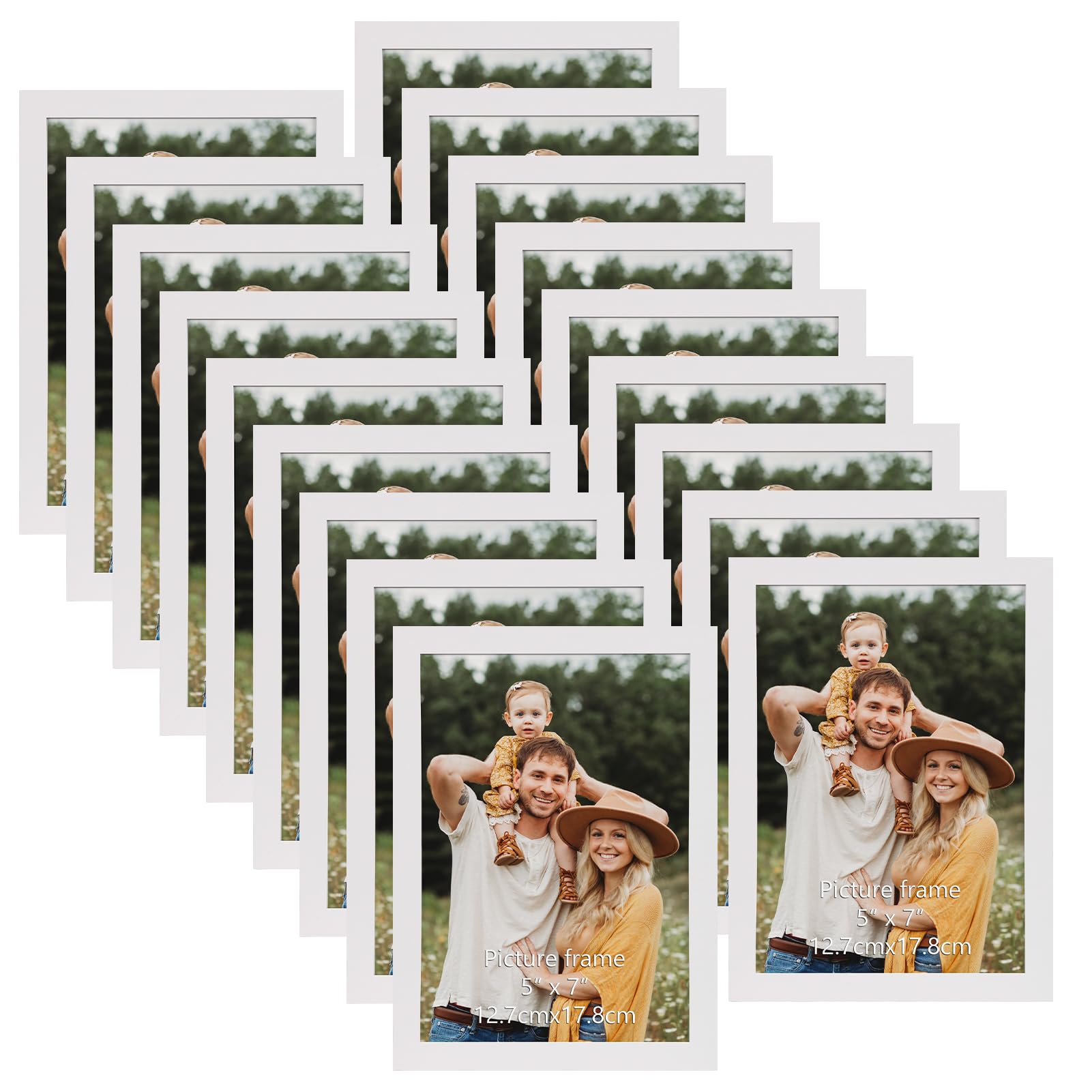 Hoikwo Multi 7x5 Photo Frames Set of 18, 5x7 White Picture Frames for Wall Hanging or Tabletop Display
