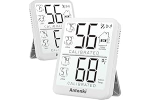 Antonki Room Thermometer Hygrometer Indoor, Small Humidity Gauge, Humidity Sensor Meter, Digital Temperature and Humidity Monitor for Bedroom, Baby Room, Reptile, Plants - 2 Pack