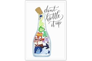 TRLZHOA Don'T Bottle It Up Posters Inside Out Animation Positive Mental Health Art Motivational Uplifting Teen Kids Cute Cartoon Gifts Prints For Home Bedroom Dorm Office Wall Decor 12x16in Unframed