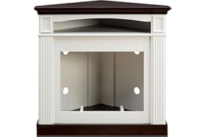 OKYCI 36” Corner Fireplace Mantel Surround, Stylish Wave Design, White