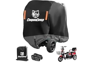CoukouCover Mobility Scooter Cover, All Weather Outdoor Waterproof Protection Mobility Scooter Accessory for 3 or 4 Wheel Mobility Scooters, Durable with Reflective Stripes (48" Length)