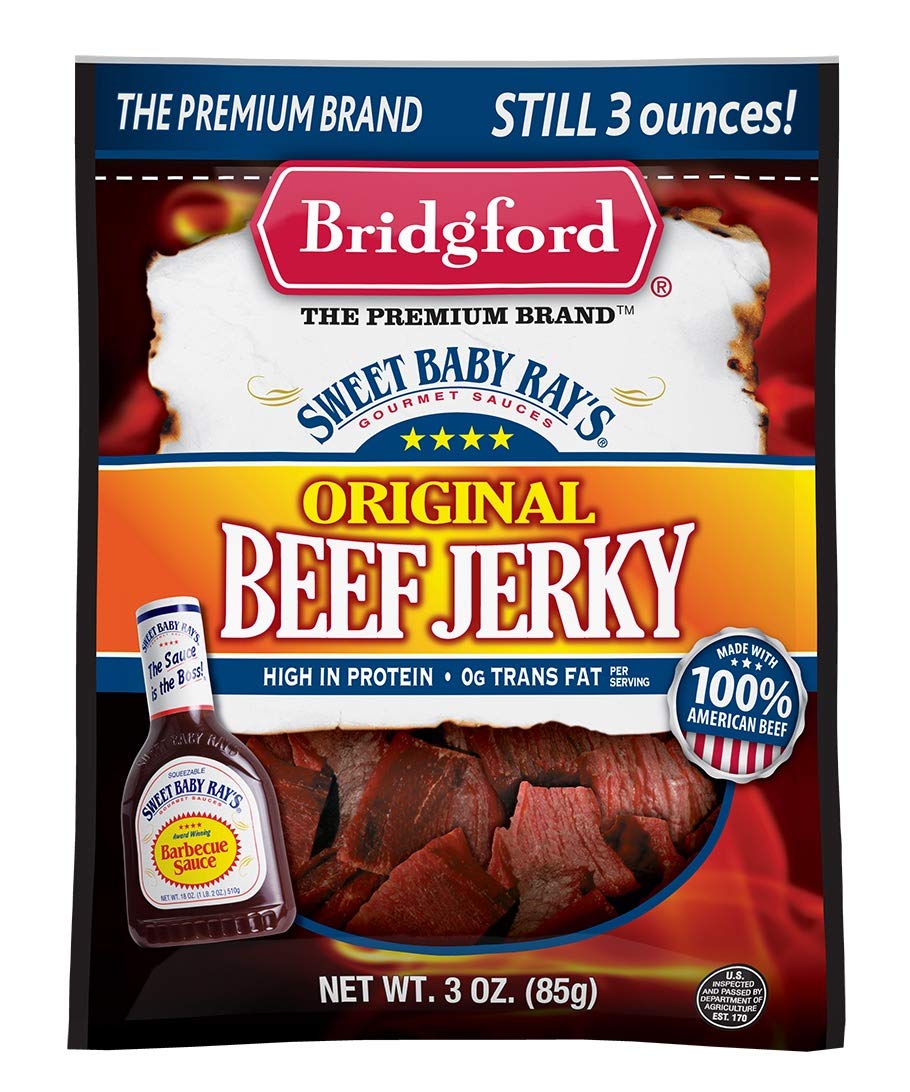Bridgford Sweet Baby Rays Original Beef Jerky, High Protein, Zero Trans