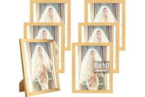 JDZIVTOP 6 Pack 8x10 Picture Frames Gold, Rustic Natural 10x8in Photo/Portrait/Poster/Art Frames Set of 6, Wall Hanging/Tabletop, Horizontal/Vertical Display Gallery Family Wedding Memorial Pic Frame Gift