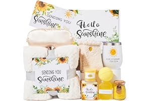 KEDERWA Sunflower Gifts for Women Mothers Day Gifts From Daughter Son, Get Well Soon Gifts Basket, 10pcs Care Pacakge with Candles and Sunshine Tumbler Thinking of You Self Care Gifts for Mom Sister Grandma