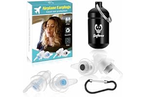 Airplane Ear Plugs Pressure Relief 2 Pairs, Airplane Travel Essentials, Prevent Ear Pain While Flying, Reusable Soft Plane Ea