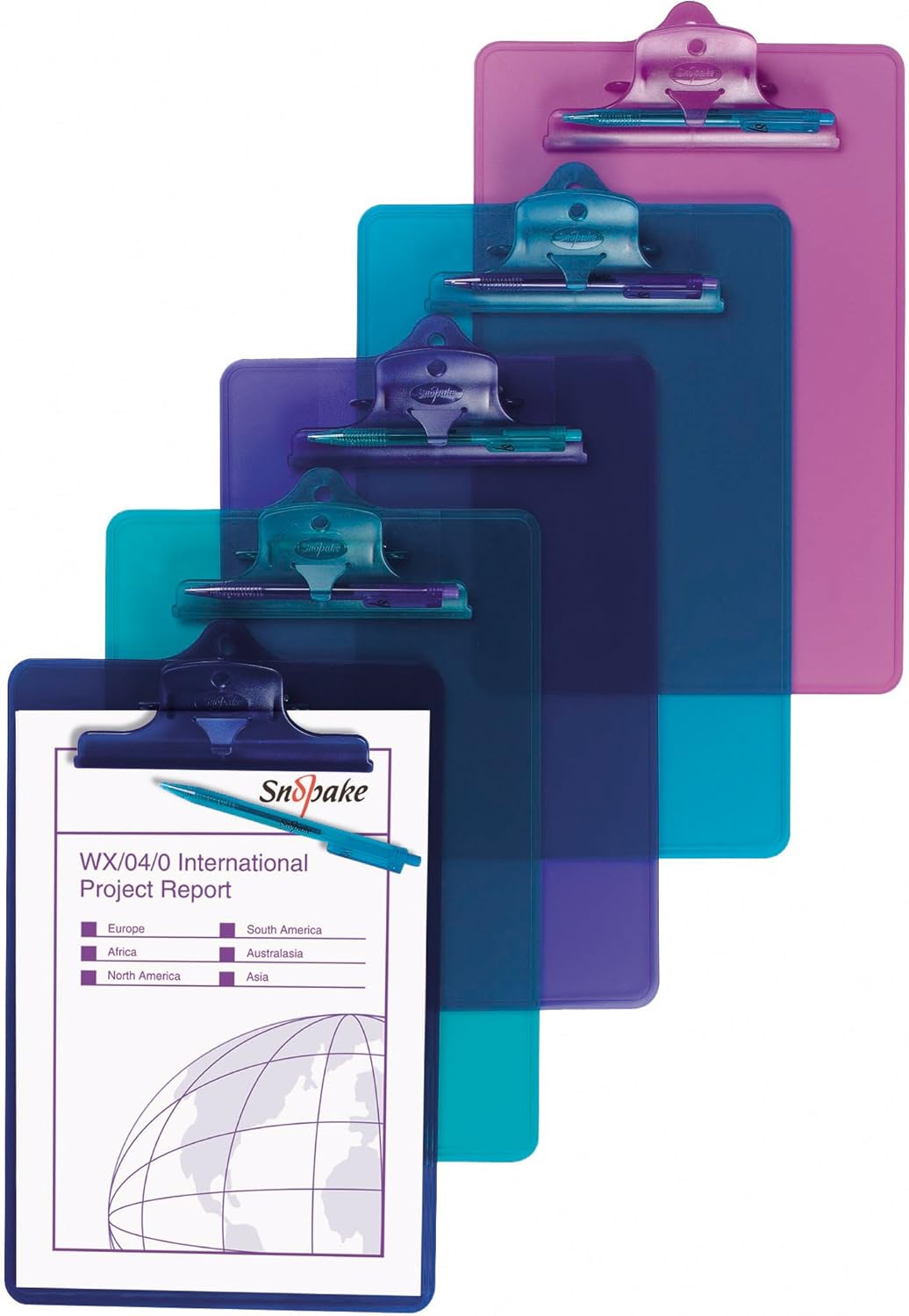 Snopake 13900 A4 Electra Paper Clipboard with Pen Holder Assorted Colours (Pack of 10) Amazon