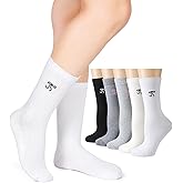 Shihanee 5 Pairs Bow Socks Women Coquette Aesthetic Crew Cotton Socks with Embroidered Bow for Ladies Birthday Christmas Gift