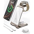 Intoval 3 in 1 Wireless Charging Station for iPhone 16 Pro/16/16 Pro Max/15 Pro/15/15 Pro Max/14 Pro/14/14 Pro Max, for Apple Watch 10/Ultra 3/SE/9/8/7/6/5/4/3/2, for AirPods 4/Pro/Pro 2/3 (Desert)