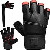 RDX Weight Lifting Gloves Gym Workout, Maya Hide Leather, 50CM Long Wrist Support, Full Palm Protection, Powerlifting Strength Training Deadlifting Bodybuilding Exercise, Ventilated Men Women Home Gym