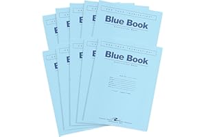 ROARING SPRING Exam Blue Books, 10 School Examination Booklets, 11" x 8.5", 8 Sheets/16 Pages, Wide-Ruled with Margin Student Testbook, Made in USA