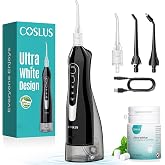 COSLUS ADA Accepted Water Dental Flosser Teeth Pick C20: Portable Cordless Oral Irrigator 300ML Rechargeable Travel Irrigatio