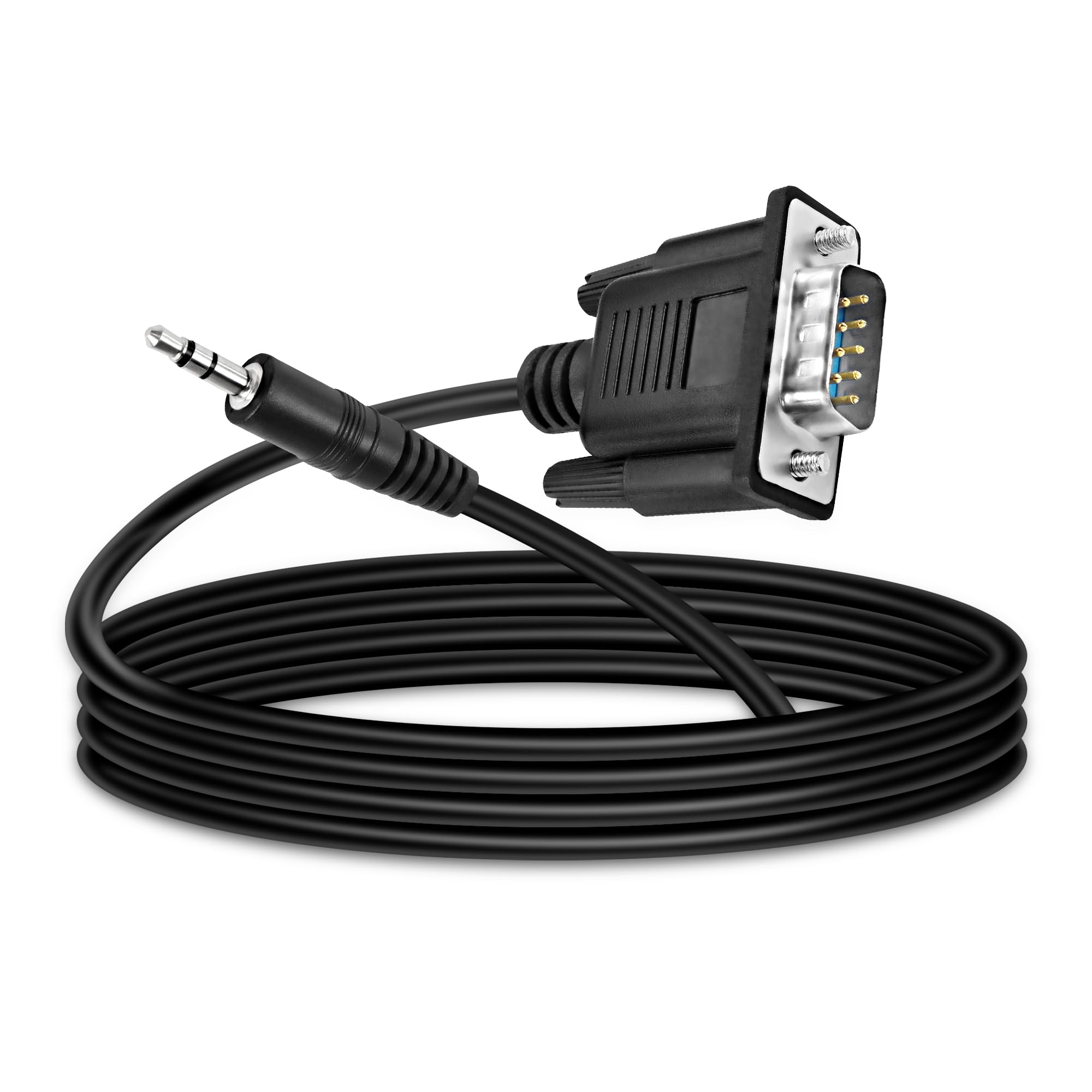 MEIRIYFA DB9 to 3.5mm Serial Cable, RS232 DB9 9 Pin Male to DC3.5mm (1/8in) TRS Stereo Male Serial Data Cable - 1.8M (DB9 Male)