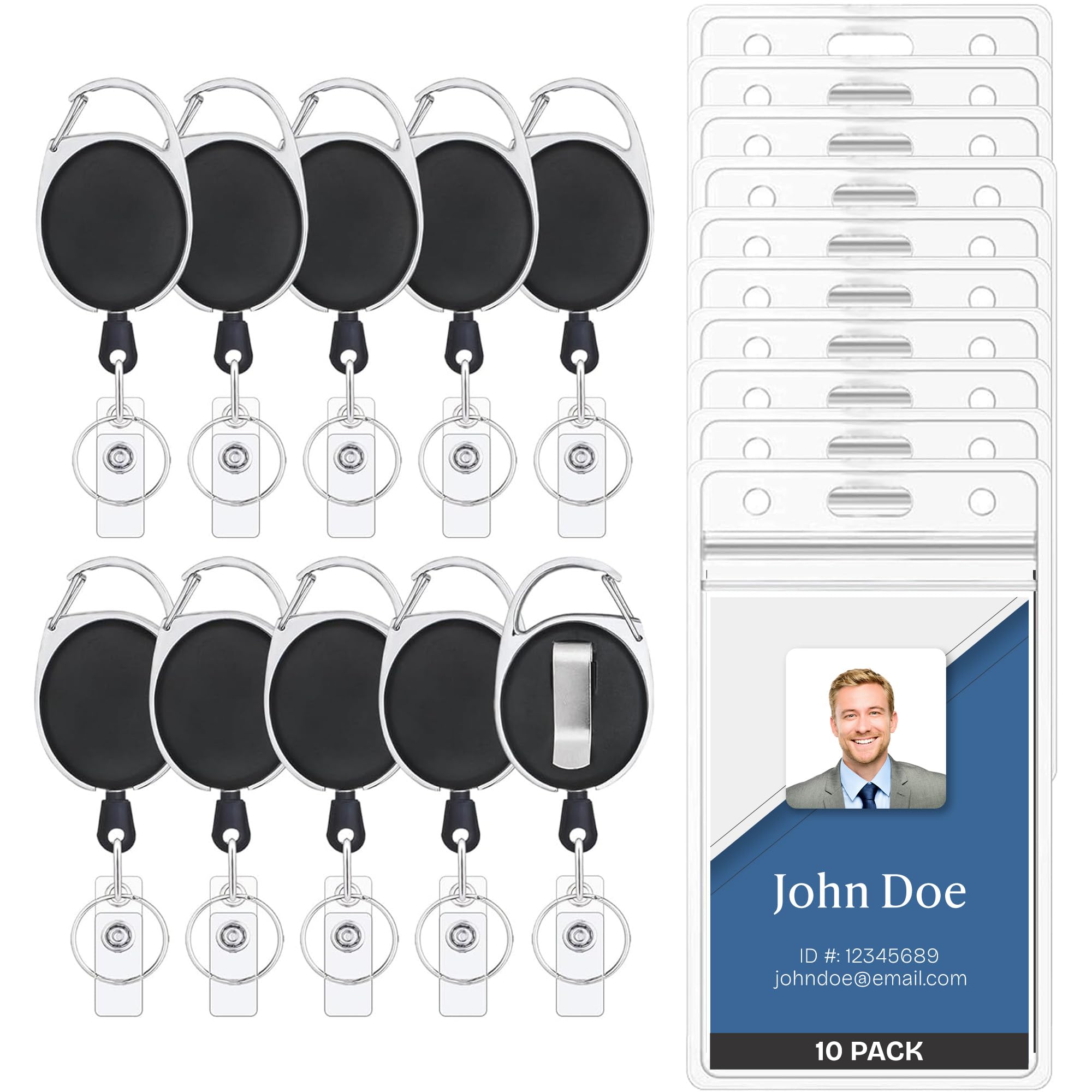Will Well ID Badge Holders with Clip and Keyring