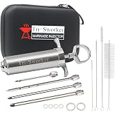 Tri-Sworker Meat Injectors for Smoking with Case and 4 Flavor Food Injector Syringe Needles, Injector Marinades for Meat, Turkey, Brisket; 2-oz; Including Paper and E-Book (PDF) User Manual