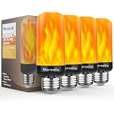 Morsatie E26 Flame Light Bulb Real Flickering Effect, 4 Mode for Halloween | Upgraded LED Flickering Light Bulbs, Fire Light Bulbs for Indoor Outdoor Porch Patio Christmas Holiday Home Decorations, 4