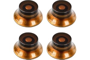 Banworks Electric Guitar Control Knobs 2 Tone 2 Volume '50s Style Knobs Metric 6mm (15/64") 18-Spline Bell Top Hat Knobs for Epiphone Les Paul LP SG Electric Guitars Pack of 4 JT/XN-01 Dark Amber