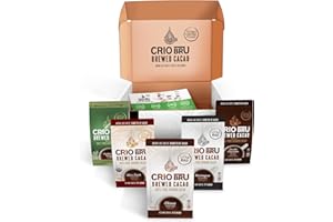 CRIO BRU Sampler Starter Kit/Set (5 Varieties) | Natural Healthy Brewed Cacao Drink | Great Substitute to Herbal Tea and Coffee | 99% Caffeine Free | Keto Whole-30 Honest Energy Brew And Enjoy Hot or Iced (Kit (No French Press))