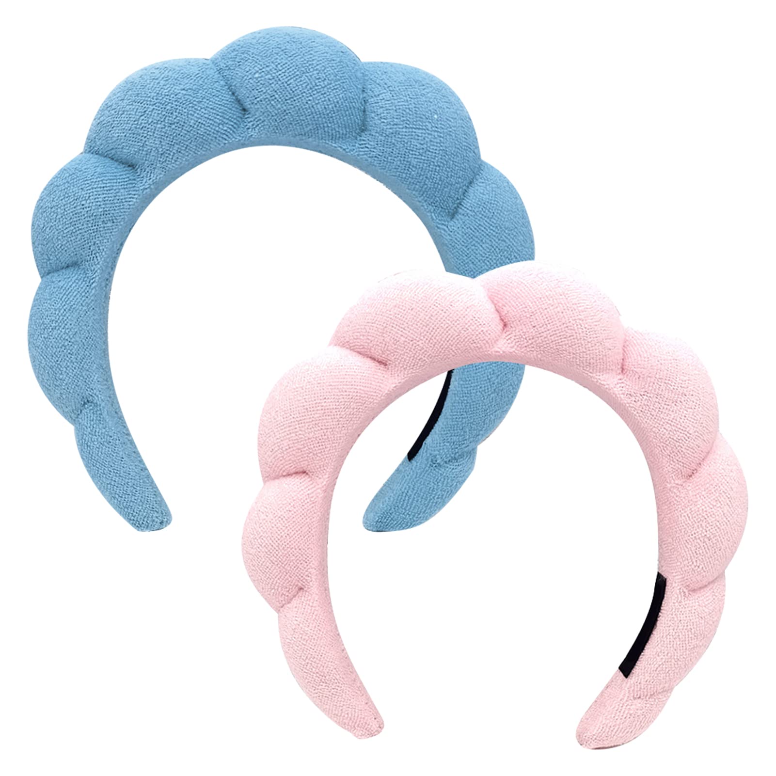 2pcs Headbands For Women's Hair,Makeup Headband,Skincare Headband Velvet Material Cute For Women Sponge, Face Washing,Makeup, Shower, Facial Mask(Blue+Pink)