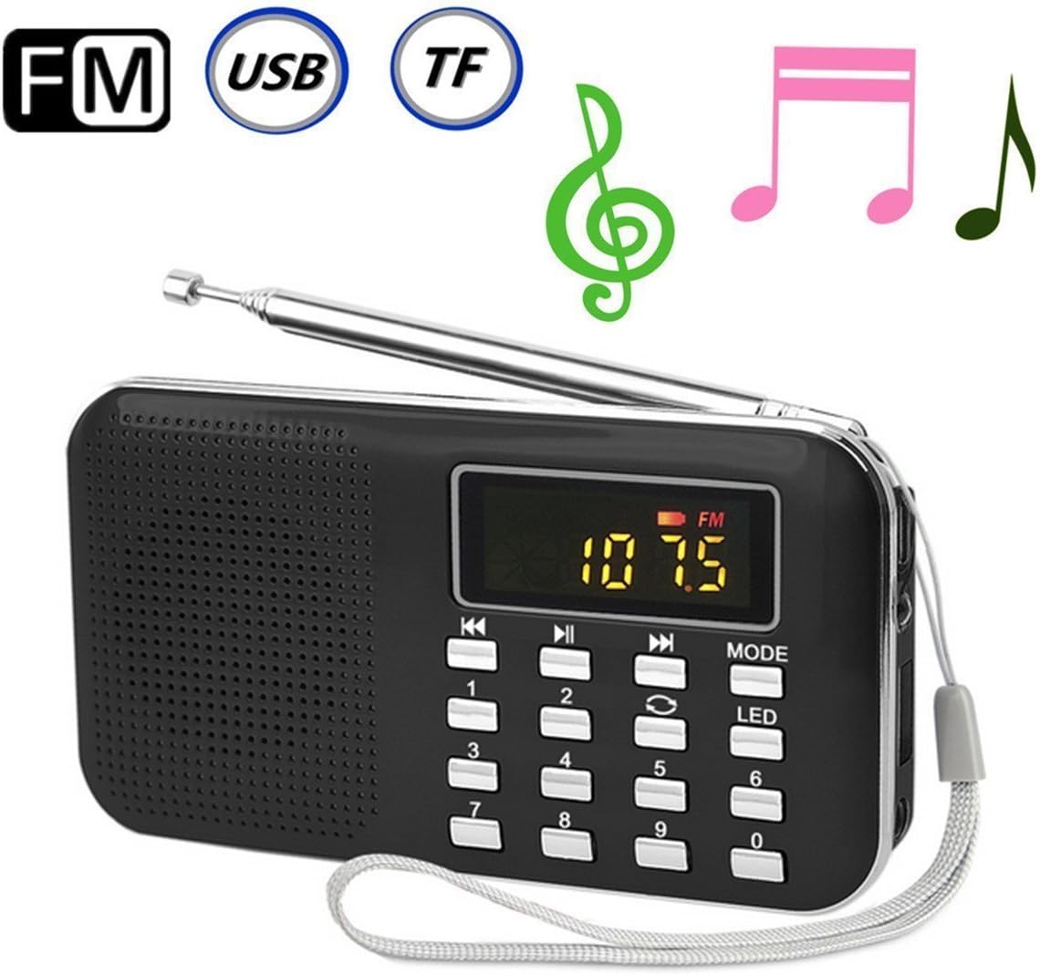 Ohala Multifunctional Ultral-Thin Fm Radio Mp3 Player Mini Speaker-218 Black