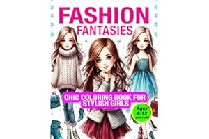 Fashion Fantasies: Chic Coloring Book for Stylish Girls Ages 8-12: Fashion Coloring Book for Girls Ages 8-12: Stylish Outfits & Trendy Designs | This ... contains: Princess Coloring Book For Kids