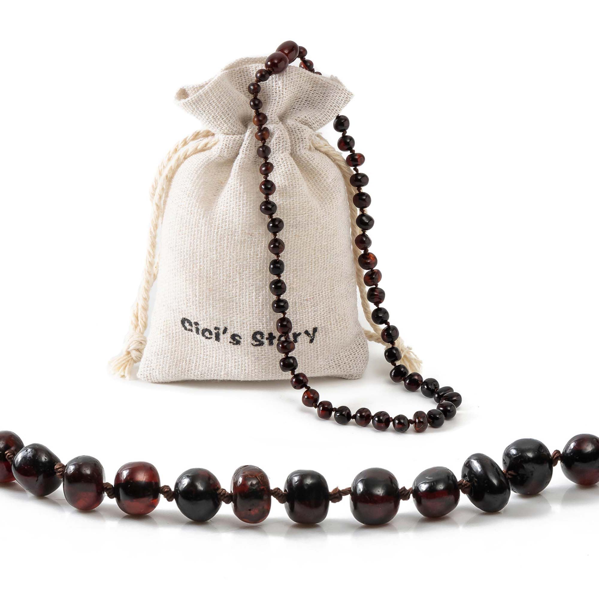 Cici's Story Amber Necklace Gift Set(Unisex)(Cherry) - 28cm Long - Handcrafted, Lab-Tested, Authentic Amber — image 1