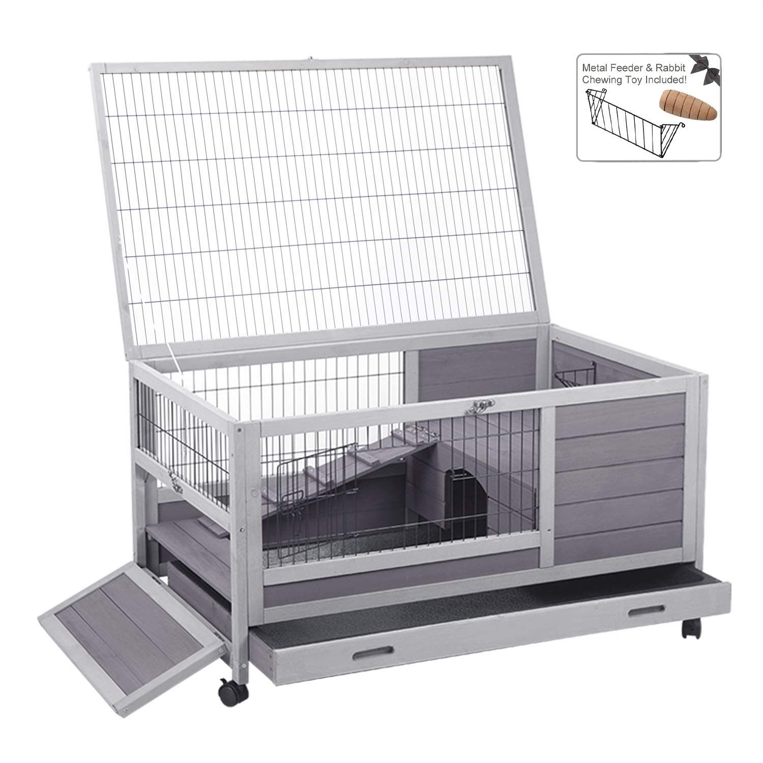 bunny cage with pull out tray
