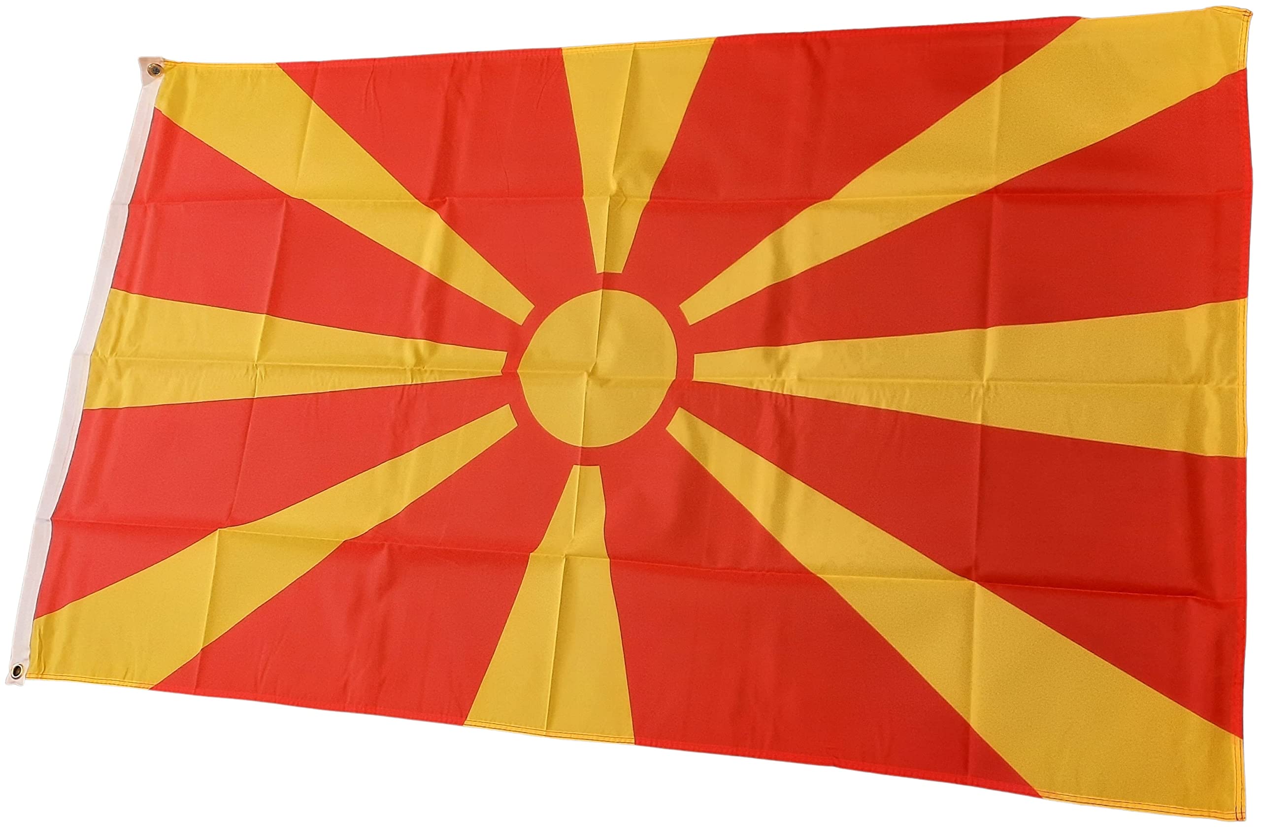 NWFlags North Macedonia Flag 5ft x 3ft 75d Premium Polyester Suitable For Flagpoles | Strong Polyester 5x3 foot material flag with Eyelets
