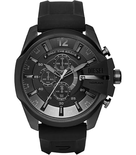 Amazon.com: Diesel Spiked Stainless Steel and Leather Chronograph
