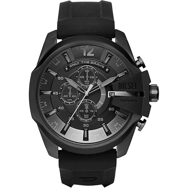 Amazon.com: Diesel Spiked Stainless Steel and Leather Chronograph