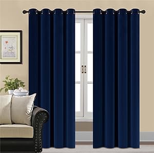 HCILY Blackout Velvet Curtains Navy 84 INCH Thermal Insulated for Bedroom 2 Panels (W52'' x L84'', Blue)