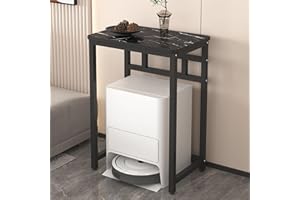 Modern Hidden Robot Vacuum Storage Rack with Open Shelves Wooden Top Fish Tank Stand Space-Saving Small End Table for Bathroo