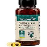 NatureWise Extra-Strength Omega 3 Fish Oil Supplement - 1000mg per Serving - 600 EPA &amp; 400 DHA and Vitamin E - Sustainably Sourced Fish Oil - Lemon Flavor - 60 Softgels[1-Month Supply]