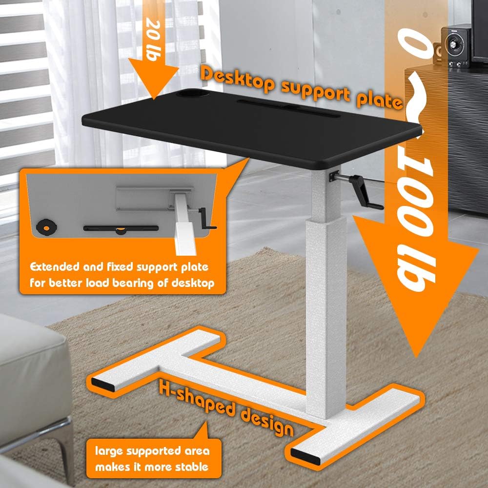 Hospital Bed Table,Balee Overbed Table with Crank Adjustable Height Laptop Table Heavy-Duty Desk Multi-Purpose for Home and Hospital Use: Furniture & Decor