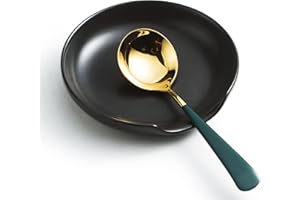 Gomakren Spoon Rest Spoon Holder For Stove Top Ceramic Stove Spoon Holder For Kitchen Counter Spatula Holder Utensil Rest, Dark Black