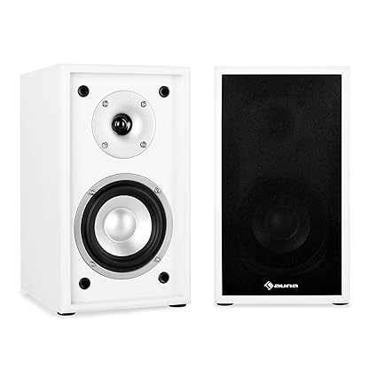auna • Linie 300 SF-WH • Regallautsprecher • Lautsprecher-Boxen • HiFi-Boxen • Lautsprecher-Paar • 2-Wege-System • 13cm (5') 