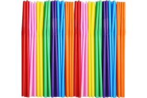 ALINK 200 PCS Flexible Plastic Drinking Straws, 10.2 Inches Extra Long Colorful Disposable Bendy Party Fancy Straws
