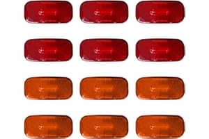 Dream Lighting 12V DC LED Side Marker Clearance Light for RV Trailer Truck Lorry Car Boat Indicator Automotive Front Rear Light-Pack of 12, 6 Amber Lights & 6 Red Lights