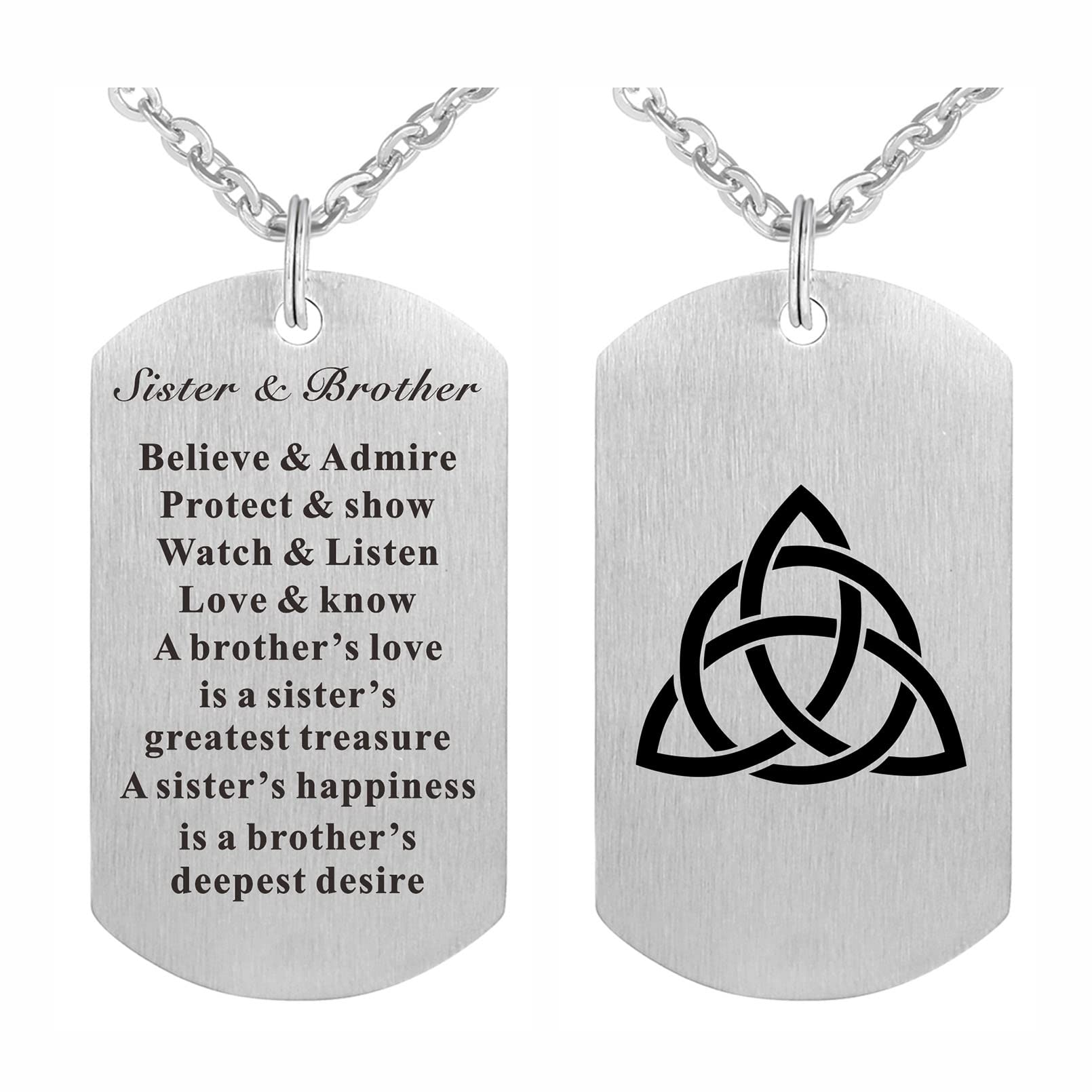 FALOGI Sister and Brother Necklace, Sibling Jewellery Gifts for Sister and Brother