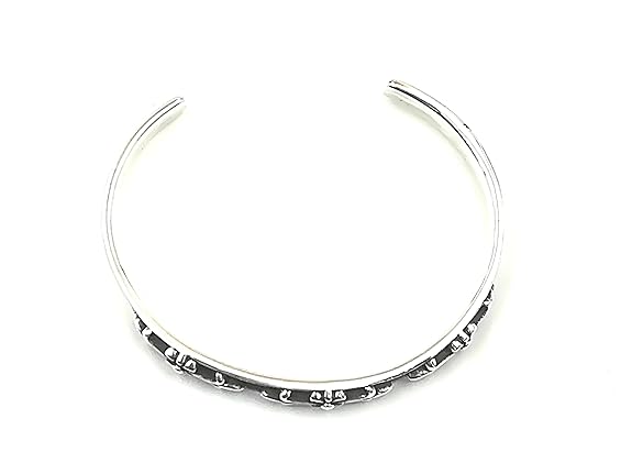 Silver925シングルレザーブレスレット Bracelet070 Silver925plus シルバー925 本革 ユリ紋章 ベルト メンズ ユニセックス Exuconsulting Ch
