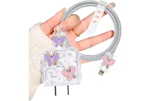 DiyGody Cable Protector for iPhone Charger,Cute Glitter Butterfly Pattern,Data Cable USB-C Charger Case Data Line Wire Saver 