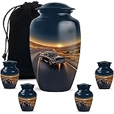 KARYLIZ Black Car Funeral Cremation Urns for Ashes Adult - Sunset Large Memorial Urn for Human Ashes - Classic Car Urns - Small Decorative Burial Ash Holder for Adult Male, Set of 5-10 Inch, 3 Inch