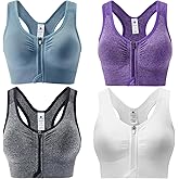 SPORME RUNNING Zip Front Sports Bra for Women - Medium Support Racerback Workout Bra with Removable Pads & Double Hooks