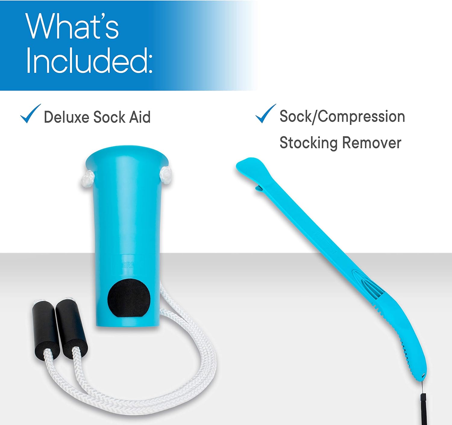 RMS Sock Aid Kit - Easy On Easy Off Device for Putting On Socks and Removing Socks or Stockings for Men and Women with Limited Mobility (Blue): Health & Personal Care