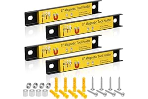 UCINNOVATE 8” Magnetic Tool Holder with Screws, 4 Pack Magnetic Strips Heavy Duty Tool Magnet Bar, Storage Organizer Magnetic Rail Magnetic Tool Bar for Garage Wall Workbench Screwdriver