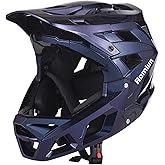 Aomiun Adult Bike Helmet, Full Face Mountain Bike Helmet Adjustable Lightweight Cycling Helmets with Detachable Visor & Chin Guard, Comfort Downhill Helmets for Men Women