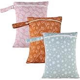 Happy Flute 3 Set Wet Bag Storage Bag Waterproof Washable for Baby | Travel Bags, Beach, Pool, Gym Bag for Swimsuits &amp; Wet Clothes (Dandelion)