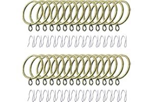 Adiyer 28pcs 1.5-Inch Inner Diameter Drapery Eyelet Sliding Curtain Rings with Pin-on Drapery Hook Curtain Hooks (Antique Bronze)