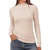Saodimallsu Womens Mock Neck Sweater Tops Long Sleeve Fitted Sweaters Casual Basic Soft Knit Pullover Shirts